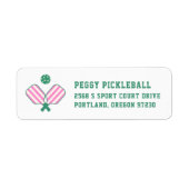 Roze en Groene Preppy Pickleball Etiket (Voorkant)