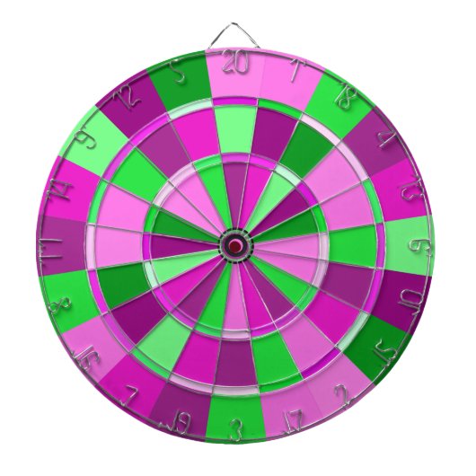 Roze en groene preppy Sorority Dart Champion Dartbord (Voorkant)