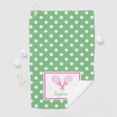 Roze en groene preppy Tennis Golfhanddoek (Insitu)