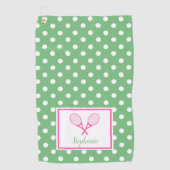 Roze en groene preppy Tennis Golfhanddoek (Voorkant)