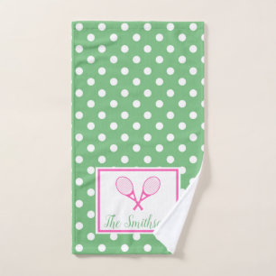 Roze en groene preppy Tennis Handdoek