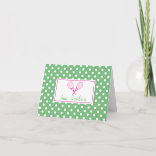 Roze en groene Preppy Tennis Note Kaart
