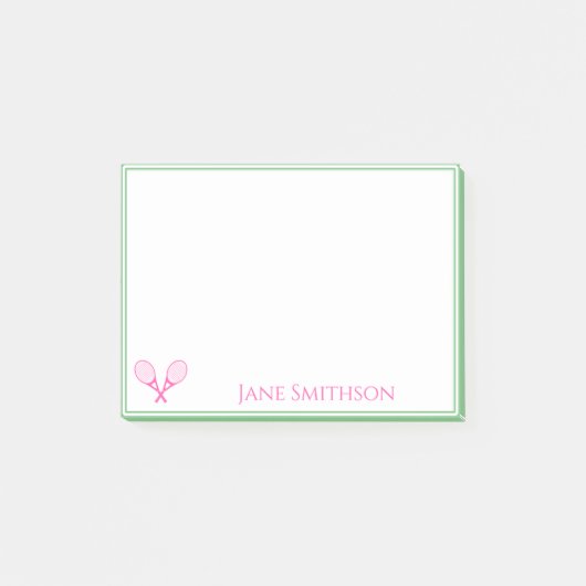 Roze en groene preppy Tennis Post-it® Notes (Voorkant)