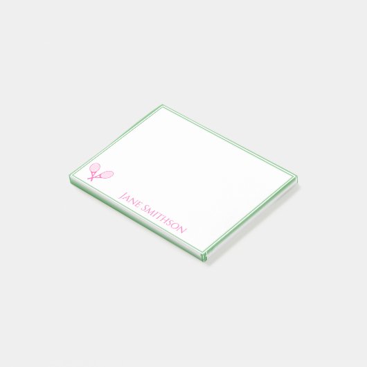 Roze en groene preppy Tennis Post-it® Notes (Schuin)