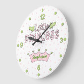 Roze en groene prinses Wall Clock Grote Klok (Hoek)