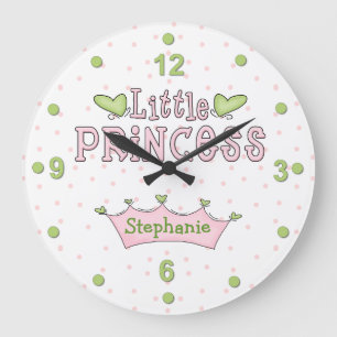Roze en groene prinses Wall Clock Grote Klok