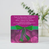 Roze en groene Quinceanera Kaart (Staand voorkant)