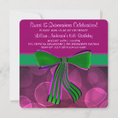 Roze en groene Quinceanera Kaart (Voorkant)