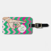  roze en groene reistas - Label Sjabloon Bagagelabel (Voorkant horizontaal)