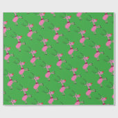 Roze en groene rendieromslag cadeaupapier (Vlak)