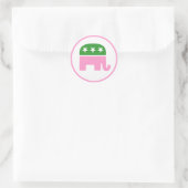 Roze en groene republikeinse olifant ronde sticker (Tas)