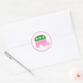 Roze en groene republikeinse olifant ronde sticker (Envelop)