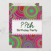 Roze en groene Retro cirkels van afgelopen dag Kaart (Voorkant / Achterkant)