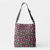 Roze en groene retro / mid-eeuwse cirkels crossbody tas (Achterkant)