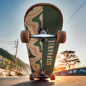 Roze en Groene Retro Moderne Abstracte Marmeren Sw Persoonlijk Skateboard