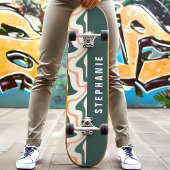 Roze en Groene Retro Moderne Abstracte Marmeren Sw Persoonlijk Skateboard