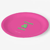 Roze en Groene Retro Wedding Engagement Party Papieren Bordje (Gekanteld)