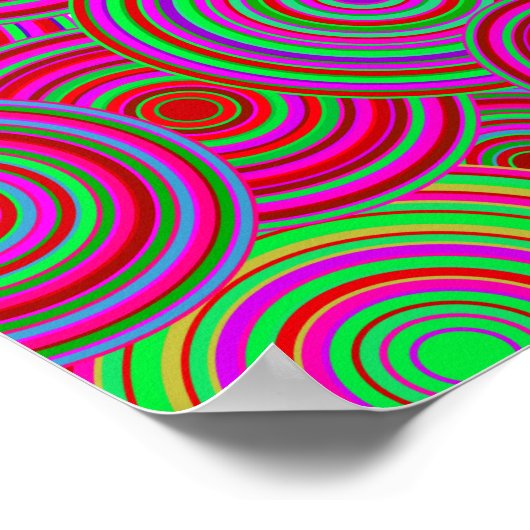 Roze en Groene Retrocirkels Patroon Poster (Hoek)