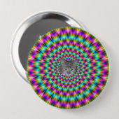 Roze en groene ringen + kat ronde button 4,0 cm (Voorkant /achterkant)