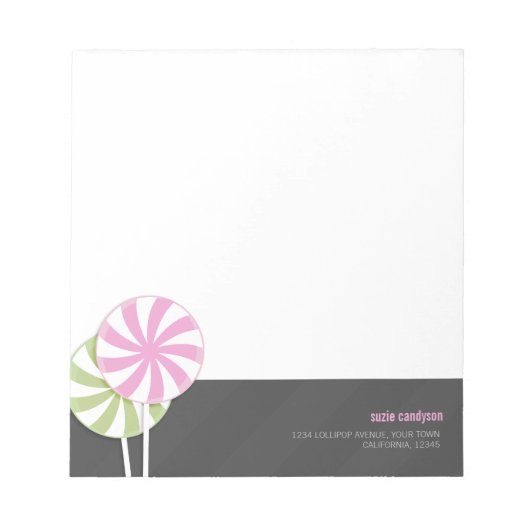 Roze en groene rode lipoppen notitieblok (Voorkant)