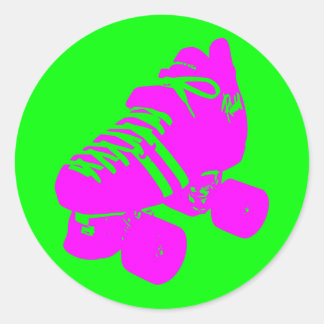 Roze en Groene Roller Derby Schaats Sticker