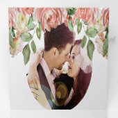 Roze en groene Roos Boho Floral Wedding Drieluik Uitnodiging (Binnenzijde eerst)