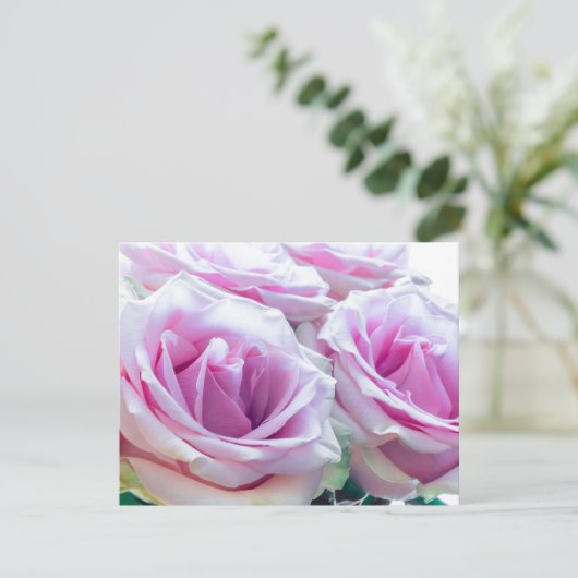 Roze en groene rozen kaart (Staand voorkant)