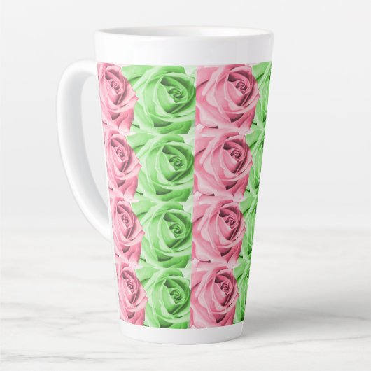 Roze en Groene Rozen Latte Mok (Linkerhoek)