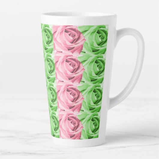 Roze en Groene Rozen Latte Mok (Rechts)