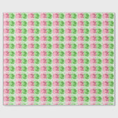 Roze en groene Rozen Wrapping Paper Roll Cadeaupapier (Vlak)