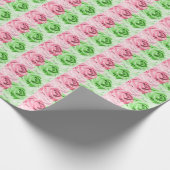 Roze en groene Rozen Wrapping Paper Roll Cadeaupapier (Hoek)
