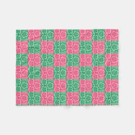 Roze en groene rugzak fleece deken (Voorkant (Horizontaal))