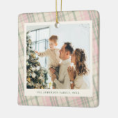 Roze en groene ruit foto keramisch ornament (Links)