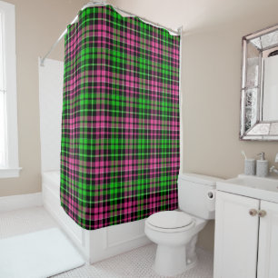 Roze en groene ruit tartan zwart  douchegordijn