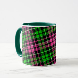 Roze en groene ruit tartan zwart mok