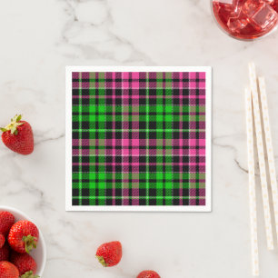 Roze en groene ruit tartan zwart  servet
