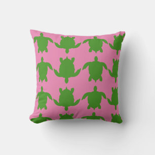 Roze en Groene Schildpad Kussen