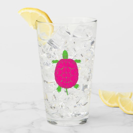 Roze en groene schildpadglas glas (Voorkant ijs)