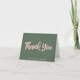 Roze en groene script typografie gepersonaliseerd bedankkaart