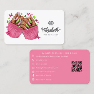 Roze en groene Sisterhood Nail Salon Branding Visitekaartje