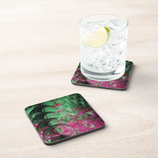 Roze en groene slang Abstract Drankjes Onderzetter (Rechterzijde)