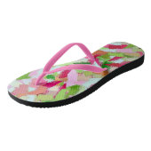 Roze en groene slib teenslippers (Schuin)
