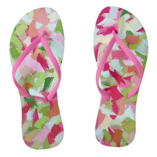 Roze en groene slib teenslippers (Voetbed)
