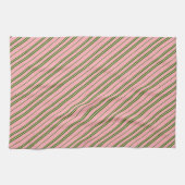 Roze en groene snoepstripes theedoek (Horizontaal)