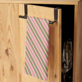 Roze en groene snoepstripes theedoek