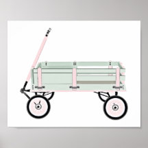 Roze en groene Speelgoed Wagon Kinder Decor Print 