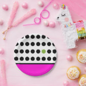 Roze en groene speelvolle pooldots papieren bordje (Feest)