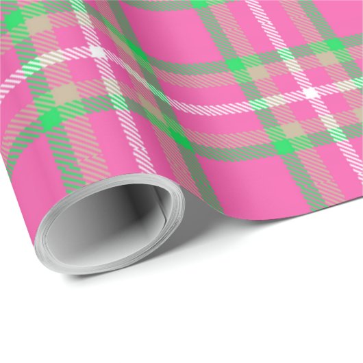 Roze en groene spelden cadeaupapier (Rol Hoek)