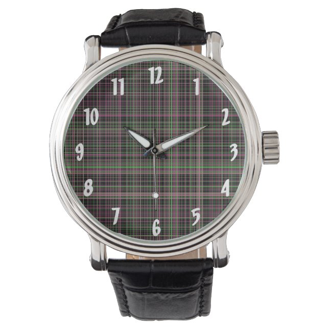 Roze en groene spelden horloge (Voorkant)
