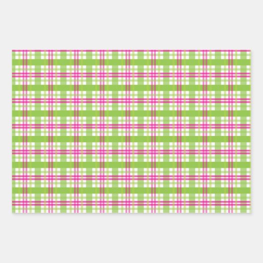 Roze en groene spelden inpakpapier vel (Voorkant)
